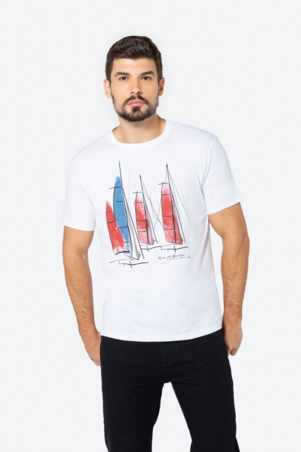 Camiseta Masculina Estampada Riviera Barcos