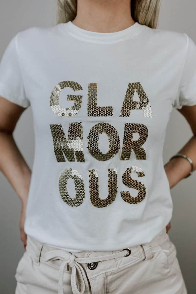 Camiseta T-shirt Feminina com Paetê Glamorous - Etiqueta Modas