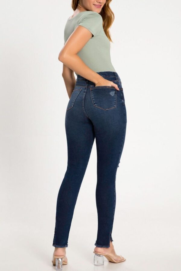 Calça Jeans Feminina Skinny Chapa Barriga com Detonados
