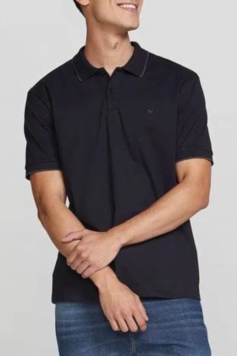 Camisa Polo em Algodão com Bordado da Marca